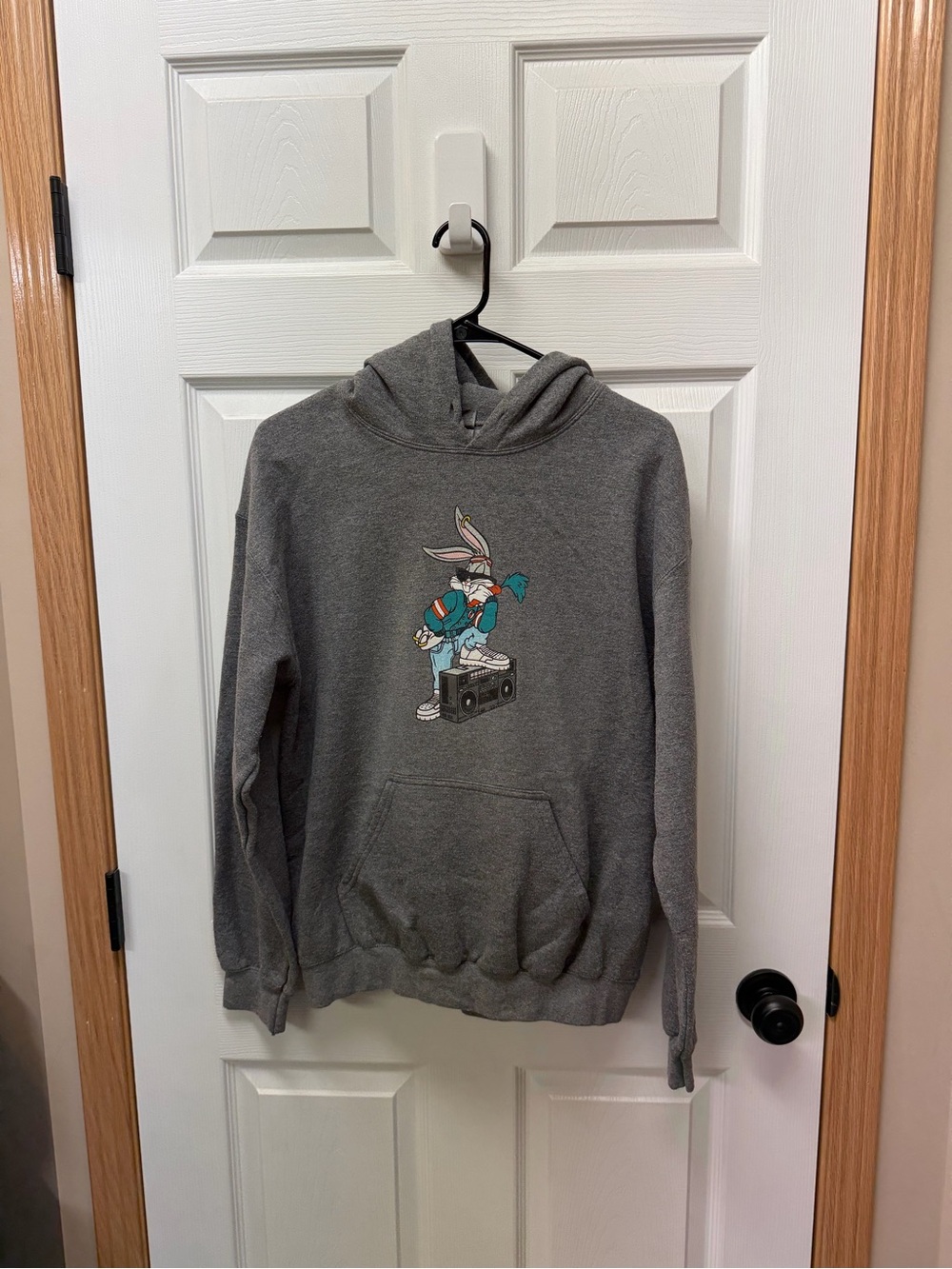 Gildan Gray Pullover Hoodie with Bugs Bunny
